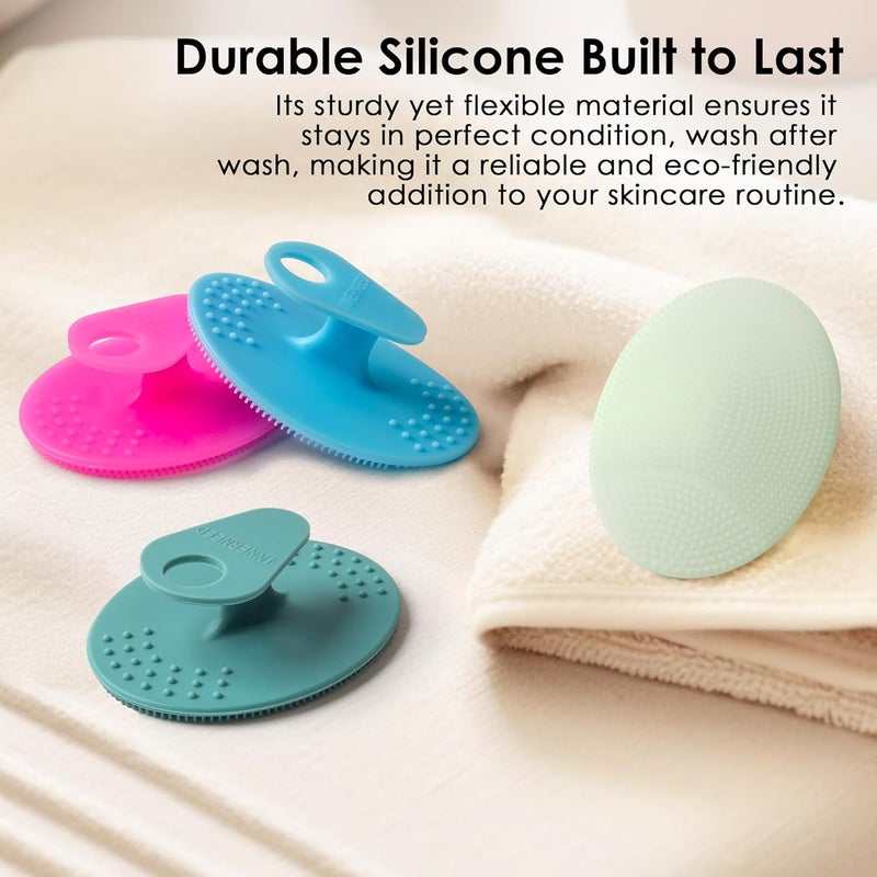 Innerneed 4 Pack Silicone Face Scrubber for Deep Cleansing and Exfoliation – Soft Facial Cleansing Brush, Gentle for All Skin Types, Blackhead Remover, Portable - Image 2