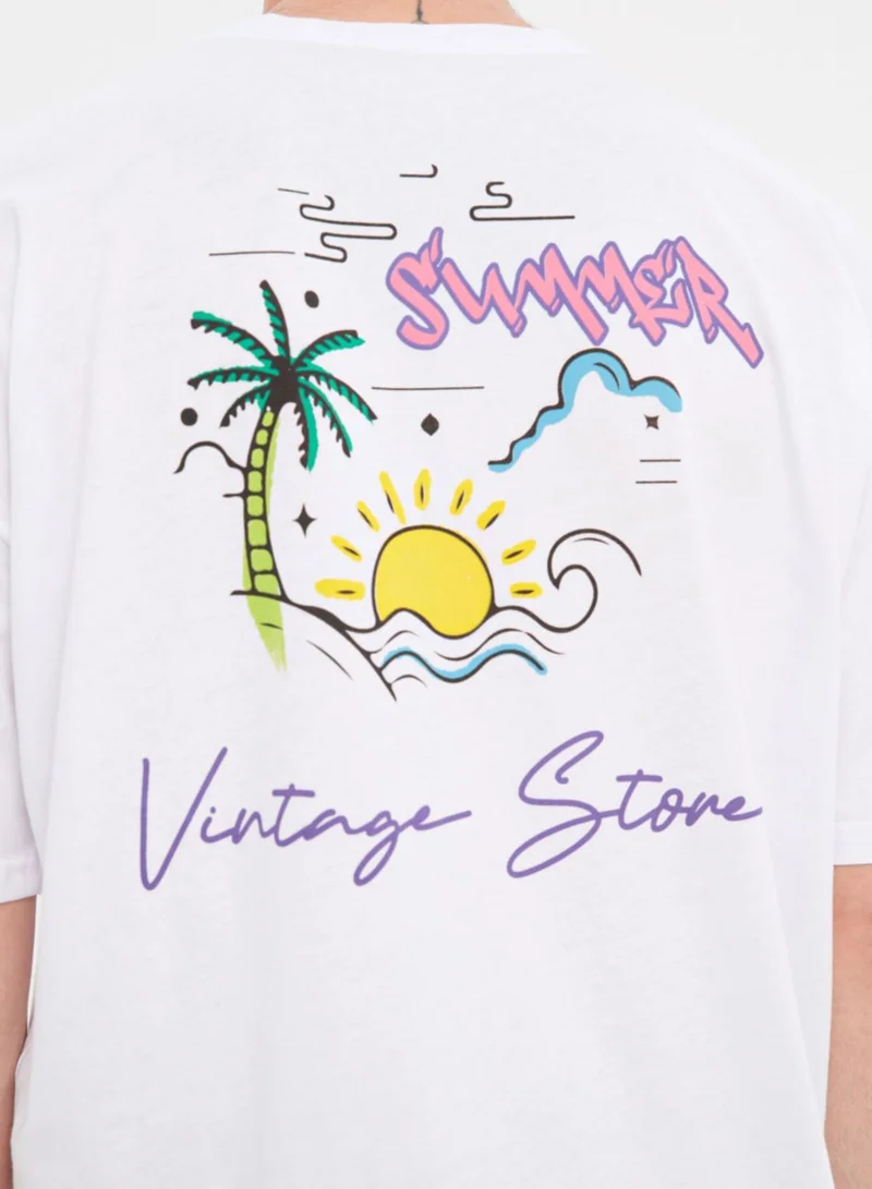 trendyol Back Print Crew Neck T-Shirt