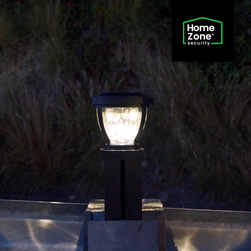 Home zone Security Solar Post Cap Lights - Decorative Glass LED Outdoor Fits 3.5 x 3.5 in. Post Lights, Black (2-Pack) - Image 3