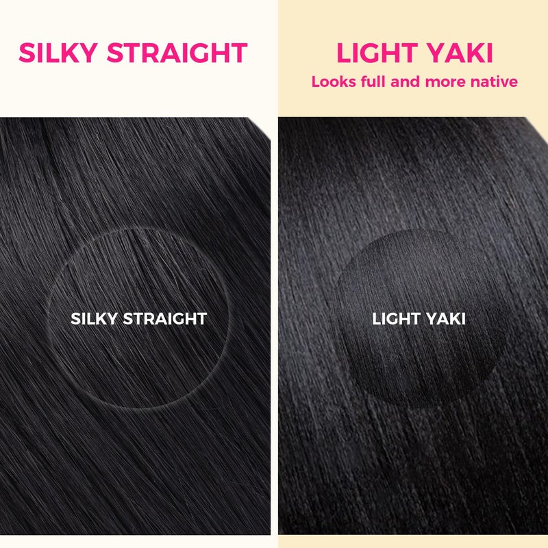 Lashey Seamless Clip in Hair Extensions Human Hair Light Yaki Natural Black Mixed Chestnut Brown 16 Inch 7pcs 110g Real Human Hair Clip ins for Black Women - Image 5