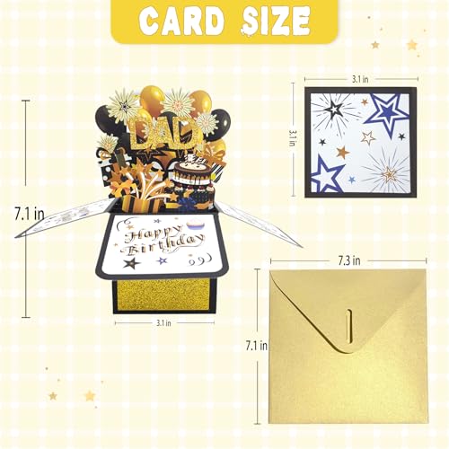 Asmallgf Cool Mens Birthday Gifts for Dad, Happy Daddy Birthday 3D Card from Daughter Son, Funny 40th 50th 60th 70th 80th Birthday Decorations for Father - Image 2