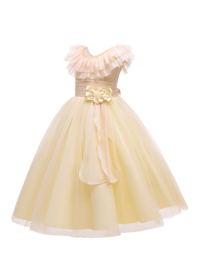 Girls princess dress tutu gauze atmospheric performance costume little girl flower girl wedding dress Costumes - Image 1