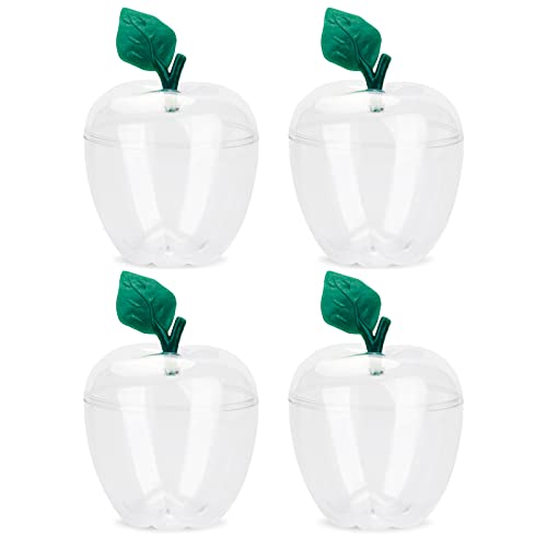 HANZE Large Clear Apple Container, Apple Shaped Candy Toy Filling Containers Jar, Back To School Teacher Appreciation Gift, Wedding Party Ornaments Christmas Decorations Supplies Favors - 4 Pack - Image 1