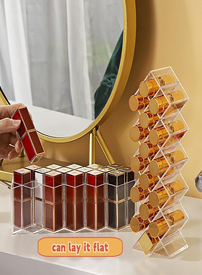 Cedilis 4 Pack Acrylic Lipstick Holder Organizer, 64 Slot Clear Lip Gloss Storage Organizer, Fish Shape Lipstick Display Stand Tower for Cosmetic Makeup and Dresser Display - Image 4