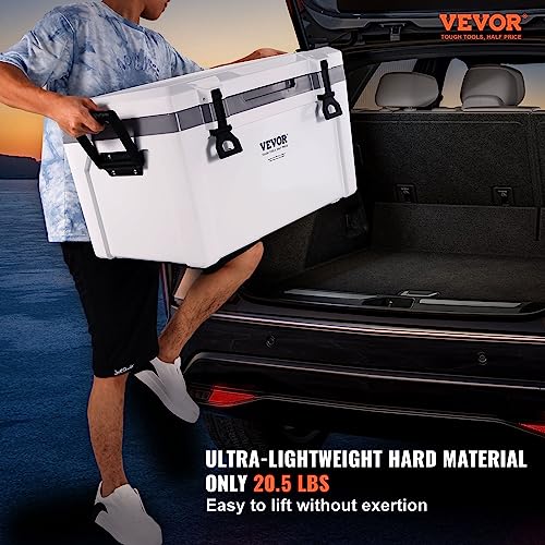 VEVOR UltraLight Hard Cooler 52 QT Ice Retention Cooler with Heavy Duty Handle Ice Chest Lunch Box for Camping Travel Outdoor Keeps Cool for up to 6 Days 30 Lighter Than Rotomolded Coolers - Image 3