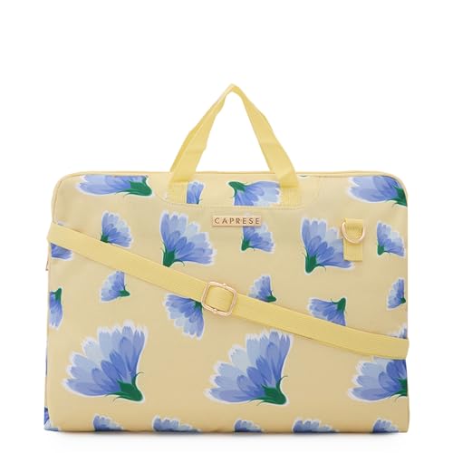 Caprese Barbara Laptop Bag Large (E) Yellow|Stylish Laptop Handbag for Women, 16-Inch Laptop Compatible Spacious Office Bag with Smart Sleeve, Adjustable & Detachable Strap - Image 1