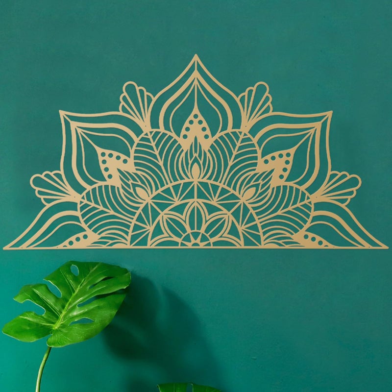 ESTART Large Metal Mandala Wall Art Unique Lotus Flower Wall Decor for Living Room Bedroom Office and Home Indoor and Outdoor Decoration Gold