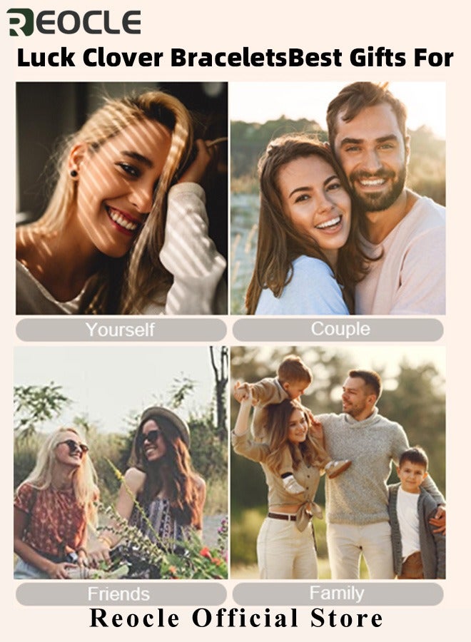 طقم مجوهرات نسائي مكون من قلادة وأقراط وسوار على شكل ورقة برسيم رباعية مطلية بالذهب عيار 18 قيراطًا طقم مجوهرات محظوظ مزدوج الوجه كهدية للنساء والسيدات