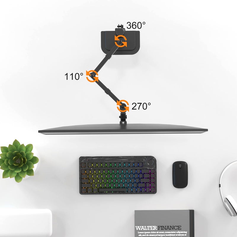 Pholiten Single Monitor Stand, Heavy Duty Adjustable Monitor Arm Desk Mount for 13-27Inch, Tilt, Swivel, Rotate, Support 22 lbs,Black - Image 5
