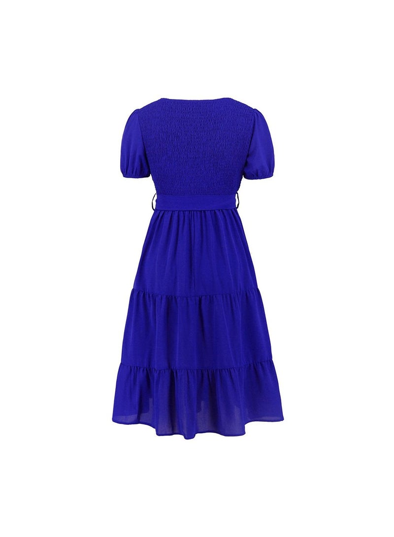 Loquat Short Sleeved Patchwork Cake Dress  - Image 2
