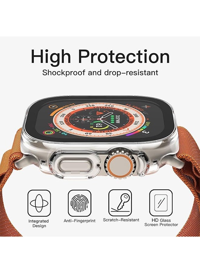 2 Pack Case with Screen Protector Compatible with Apple Watch Ultra 3/2/1 49mm, Overall Protective Cover, Built-in Tempered Glass Film High Sensitivity - Clear - Image 5