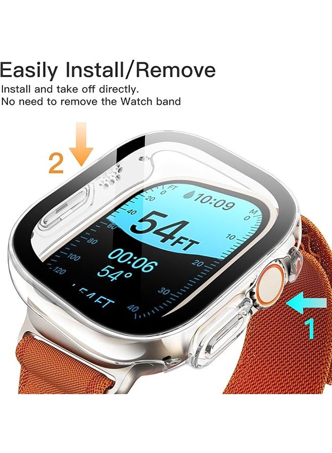 2 Pack Case with Screen Protector Compatible with Apple Watch Ultra 3/2/1 49mm, Overall Protective Cover, Built-in Tempered Glass Film High Sensitivity - Clear - Image 4