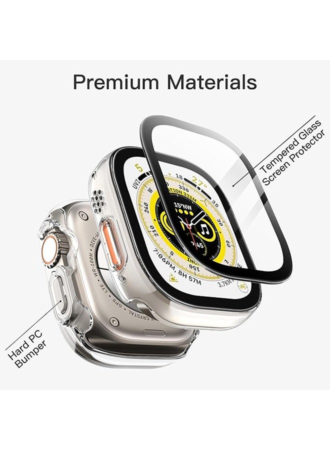 2 Pack Case with Screen Protector Compatible with Apple Watch Ultra 3/2/1 49mm, Overall Protective Cover, Built-in Tempered Glass Film High Sensitivity - Clear - Image 2