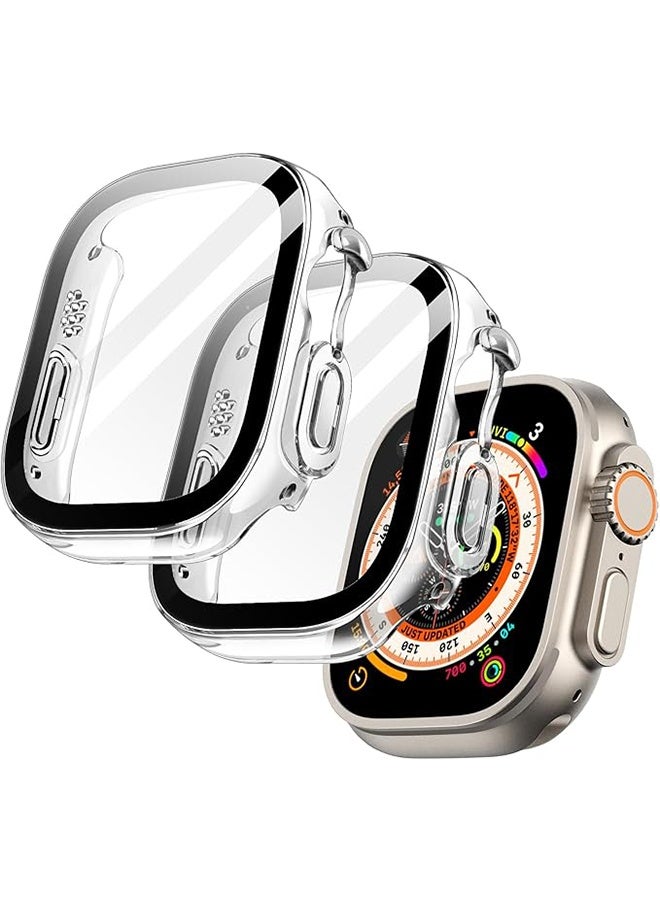 2 Pack Case with Screen Protector Compatible with Apple Watch Ultra 3/2/1 49mm, Overall Protective Cover, Built-in Tempered Glass Film High Sensitivity - Clear - Image 1
