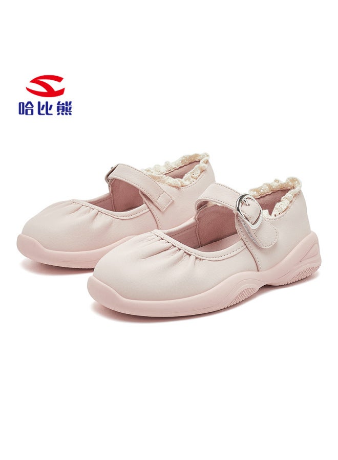 Habib Bear Girls Small Leather Shoes Spring And Autumn Princess Shoes French Shallow Pink Rubber Sole Shoes Leather Shoes A Generation Of Hair