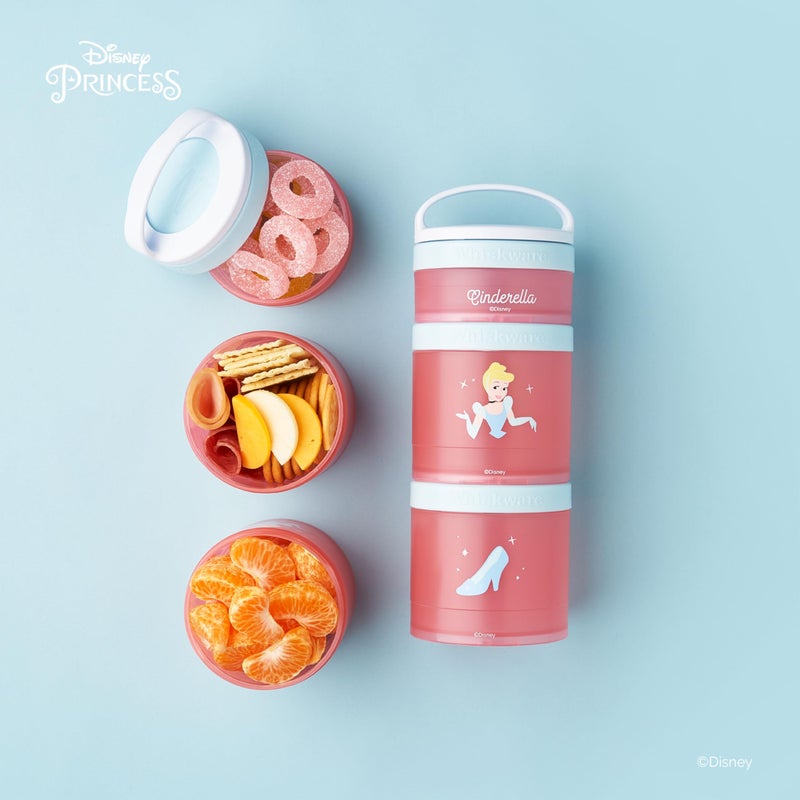 Whiskware Disney Princess Cinderella, Stackable Snack Containers for Kids, 3 Stackable Snack Cups for School or Travel, Backpack and Cupholder Friendly, Glass Slipper - Image 5