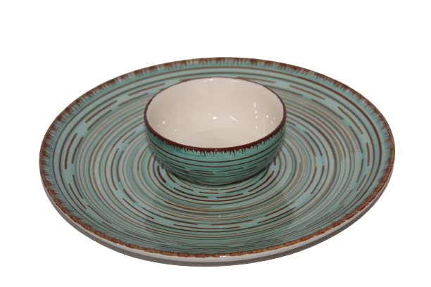 Phezent Pasco Ceramic Plates for Dinner with Katori (4 Pieces, 2 Dinner Plates, 2 Katori Bowl Dishwasher & Microwave Safe) -Dinner Sets Ceramic Dinner Set Bowls Set Dinnerware Sets - Image 3