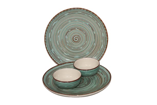 Phezent Pasco Ceramic Plates for Dinner with Katori (4 Pieces, 2 Dinner Plates, 2 Katori Bowl Dishwasher & Microwave Safe) -Dinner Sets Ceramic Dinner Set Bowls Set Dinnerware Sets - Image 1
