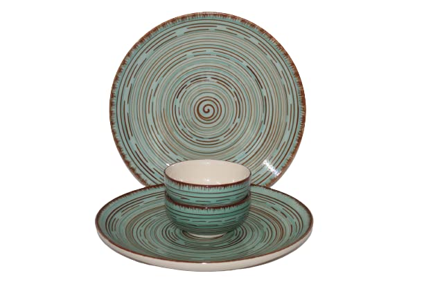 Phezent Pasco Ceramic Plates for Dinner with Katori (4 Pieces, 2 Dinner Plates, 2 Katori Bowl Dishwasher & Microwave Safe) -Dinner Sets Ceramic Dinner Set Bowls Set Dinnerware Sets - Image 4