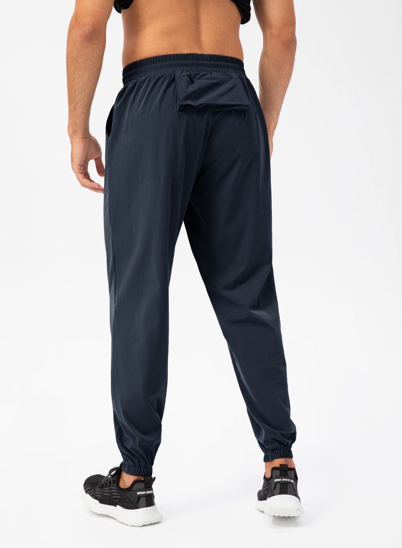 Men Quick Dry Breathable Elastic Trousers Dark Blue - Image 2