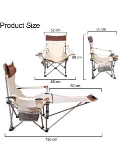 Folding Chair, Foldable Beach Chair with Adjustable High Back, Beach Lounge Chair, Indoor Outdoor Chair with Head Pillow, Lawn Chair Recliner with Arm Cup Holder and Side Pocket - pzsku/ZCC70BE27C9265DA885A1Z/45/_/1720075201/79387d8a-3af7-44a4-b37e-55ba267e6971