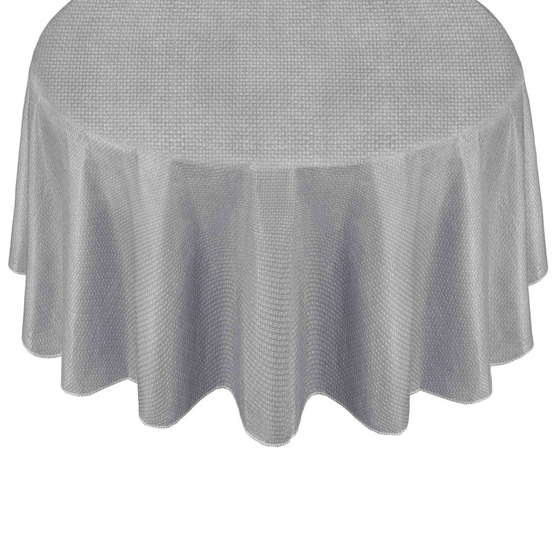 Newbridge Basketweave Solid color Vinyl Flannel Backed Tablecloth  Basket Weave Textured Look IndoorOutdoor Waterproof Tablecloth  Patio and Kitchen Dining  60 Inch x 84 Inch Oval  grey