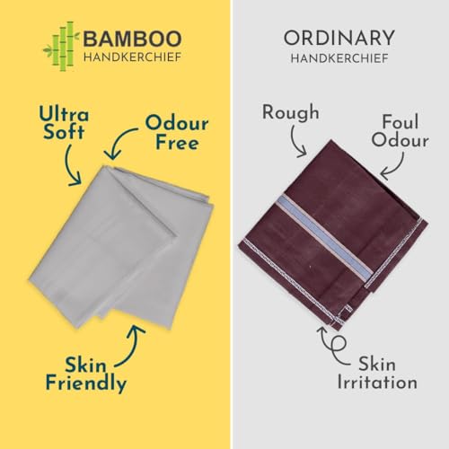 HEELIUM Bamboo Handkerchief for Men & Women | Ultra Soft & Absorbent | Multipurpose Premium Rumal | Large Size 43 x 45 CM - Image 2