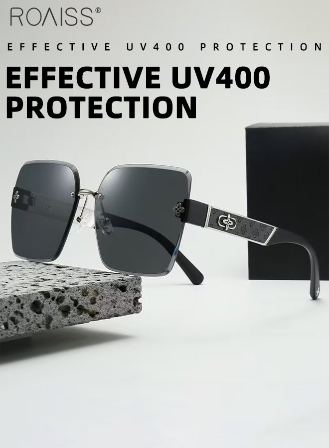 رويس نظارات شمسية نسائية مربعة مستقطبة، نظارات شمسية للحماية من الأشعة فوق البنفسجية 400 مع إطار معدني وبلاستيكي، نظارات شمسية عصرية مضادة للتوهج للقيادة والصيد والسفر، مقاس 64 مم - Image 5