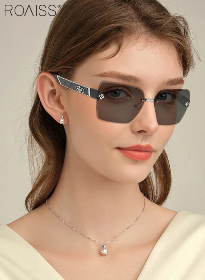 رويس نظارات شمسية نسائية مربعة مستقطبة، نظارات شمسية للحماية من الأشعة فوق البنفسجية 400 مع إطار معدني وبلاستيكي، نظارات شمسية عصرية مضادة للتوهج للقيادة والصيد والسفر، مقاس 64 مم - Image 2