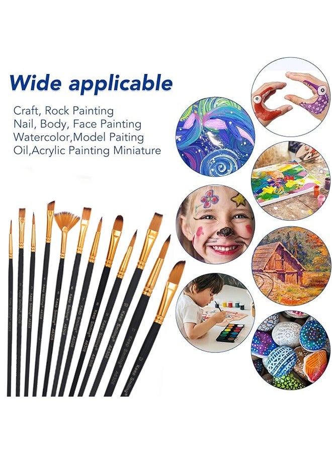 Keep Smiling مجموعة مكونة من 12 فرشاة طلاء باللون الأسود مع مجموعة متنوعة من أدوات الرسم الخشبية على شكل سن - Image 4