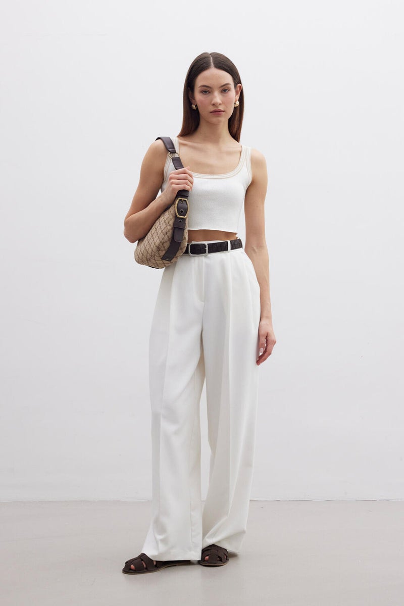 Manuka Strappy Fine Knit Blouse Ecru  - Image 1