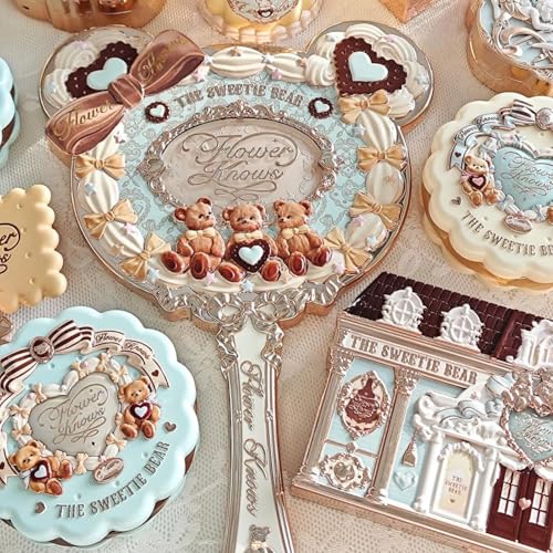 Flower Knows The Sweetie Bear Hand Mirror,Vintage Portable Handheld Mirror,Fancy & Pretty Princess Mirror with Long Handle,Gift for Girls(Minty Blue) - Image 5