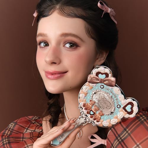 Flower Knows The Sweetie Bear Hand Mirror,Vintage Portable Handheld Mirror,Fancy & Pretty Princess Mirror with Long Handle,Gift for Girls(Minty Blue) - Image 3