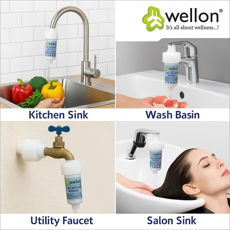 WELLON فلتر مياه الصنبور | فلتر رواسب متقدم للمطبخ والحمام | يزيل الطين والرمل والصدأ والشوائب | تركيب سهل على الصنبور - Image 3