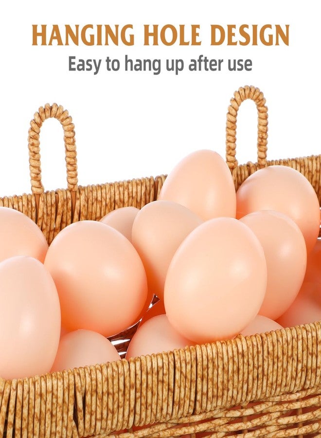 هيموتون سلة تخزين معلقة من الخوص المنسوج من هيموتون، سلة تخزين جدارية للبيض، صندوق تخزين، حافظة ثوم، منظم جداري للخضراوات والفواكه، حامل نباتات للمطبخ الريفي والحديقة - Image 4