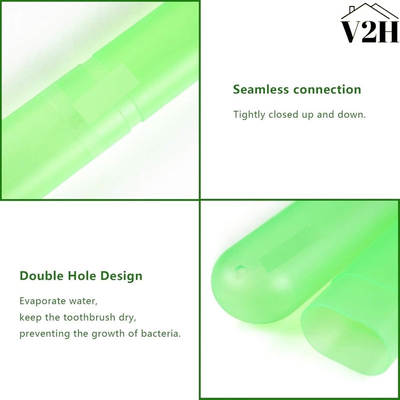 V2H Plastic Anti Bacterial Toothbrush Container Tooth Brush Cap, Caps, Cover, Covers, Case, Holder(Set of 4) - Image 3