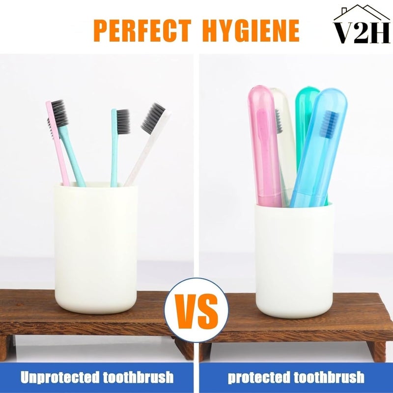 V2H Plastic Anti Bacterial Toothbrush Container Tooth Brush Cap, Caps, Cover, Covers, Case, Holder(Set of 4) - Image 4