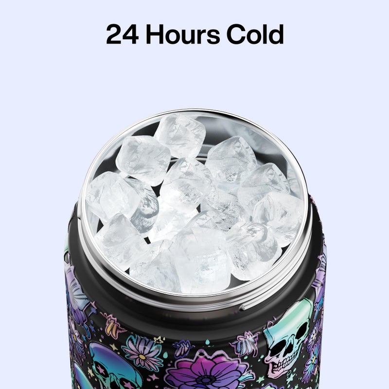 ENCOOL Insulated Water Bottle with Straw Stainless Steel Water Bottle, Leak-Proof, BPA-Free, Double Wall Vacuum Keeps Cold for 24 Hours for Sports, Travel, School (26 oz, Floral Afterlife) - Image 4