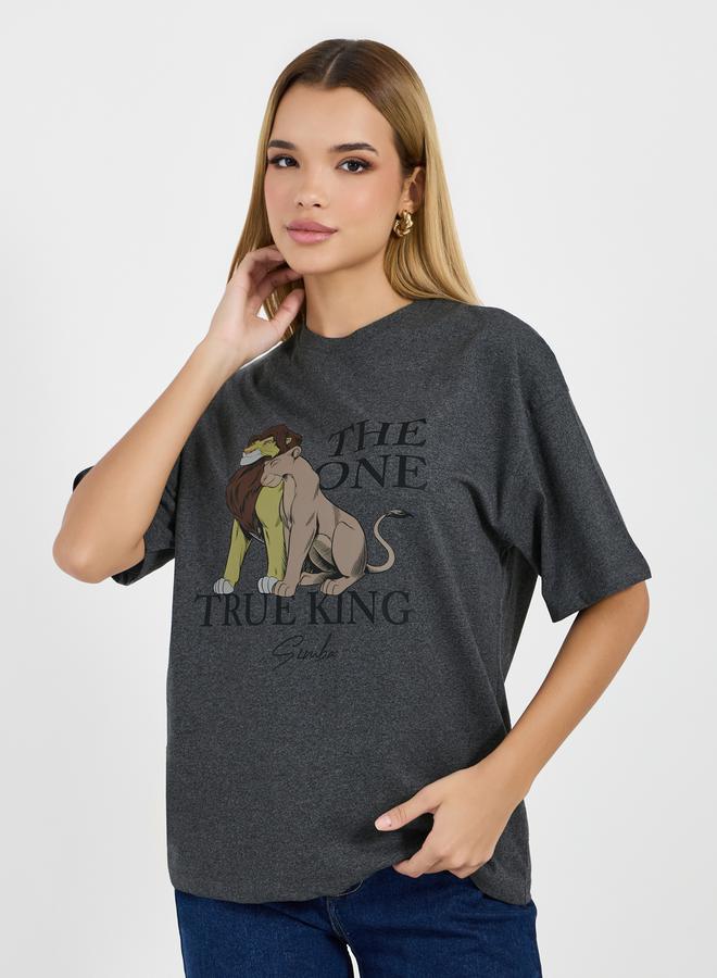 Styli Acid Wash True Lion King Graphic Oversized T-Shirt - Image 1