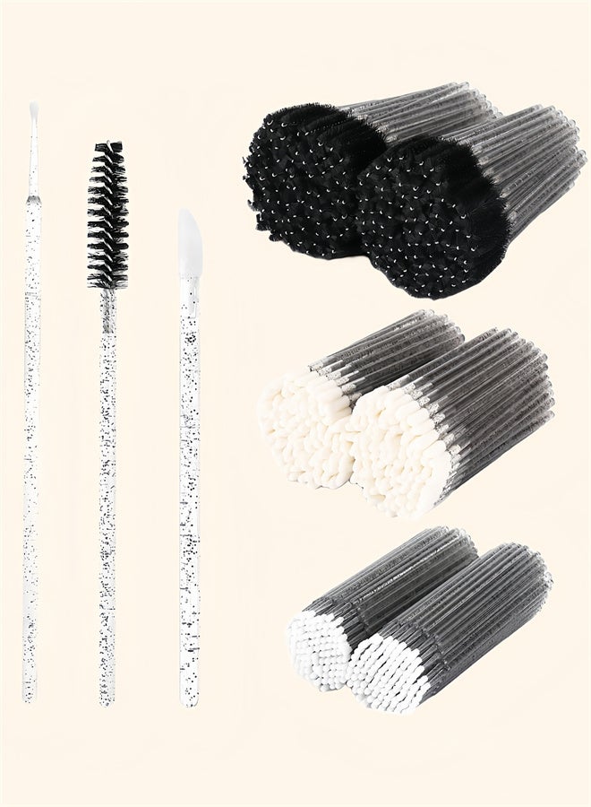 JIEMOREWOO 600pcs Professional Disposable Eyelash Extension Kit Micro Cotton Swab Brushes Mascara and Lip Applicators for Salon and Home Use (Black) - Image 2