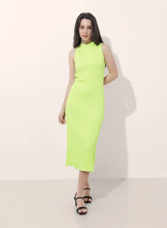 Freehand  Women Regular Fit Textured Round Neck Sleeveless Midi Dress for Women | Best Price UAE