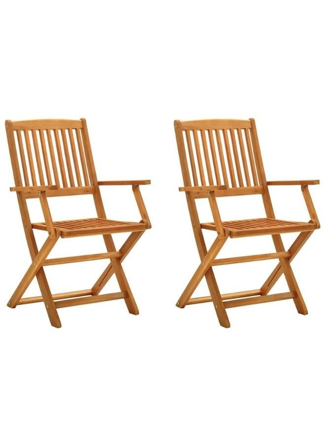 vidaxl vidaXL Folding Garden Chairs 2 pcs Solid Eucalyptus Wood  - Image 1