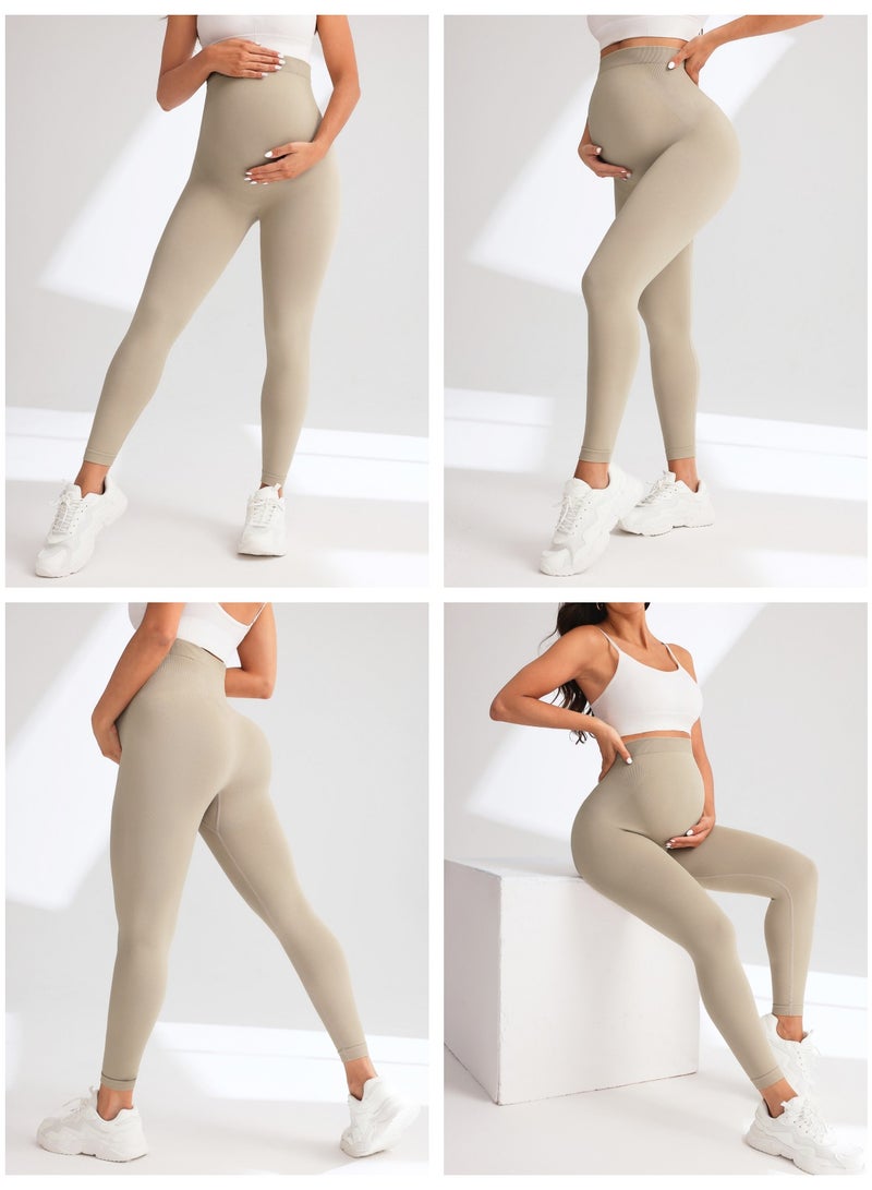 ريدمابليتيك مجموعة من 3 سراويل ضيقة للحوامل، سراويل يوجا رياضية للحمل فوق البطن ناعمة كالزبدة - Image 3