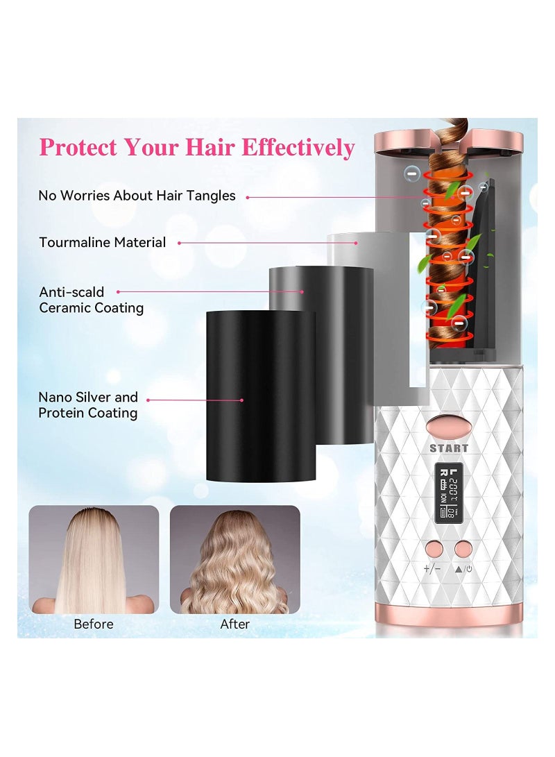 Automatic Curling Iron, Cordless Auto Hair Curler with 6 Temps, 11 Timers & LCD Display, Portable Rechargeable Ceramic Rotating Curling Wand, Wireless Beach Waves Iron Fast Heating for Hair Styling - Image 5