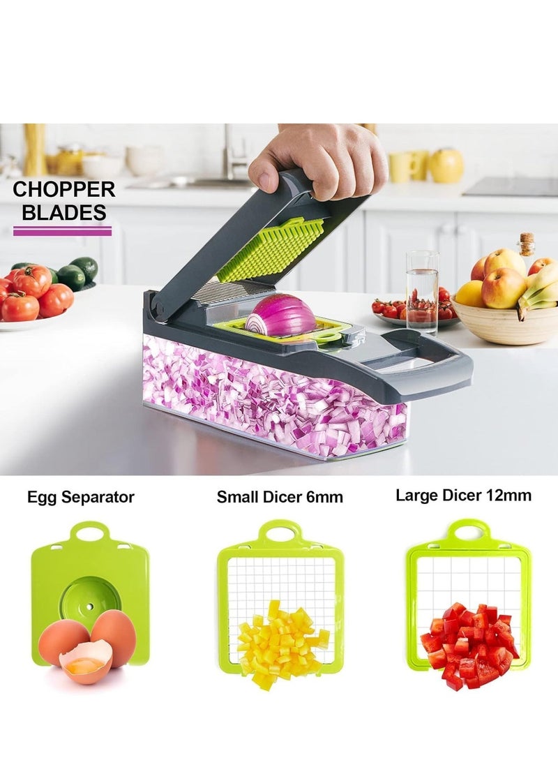 JAJEEK NEW Vegetable Chopper Pro Onion Chopper – 13-in-1 Multifunctional Food Chopper, Kitchen Slicer Dicer Cutter, 8 Blades Salad & Potato Mandolin Slicer with Container, Easy Veggie Prep Tool - Image 2