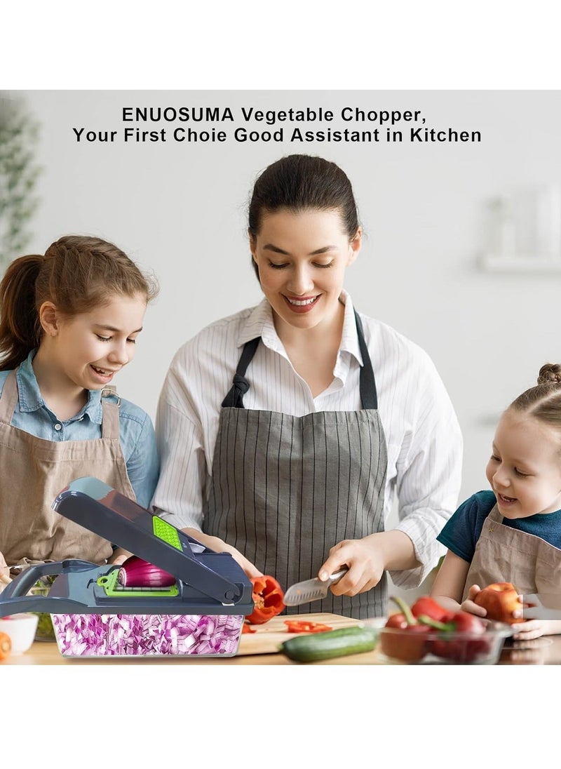 JAJEEK NEW Vegetable Chopper Pro Onion Chopper – 13-in-1 Multifunctional Food Chopper, Kitchen Slicer Dicer Cutter, 8 Blades Salad & Potato Mandolin Slicer with Container, Easy Veggie Prep Tool - Image 3