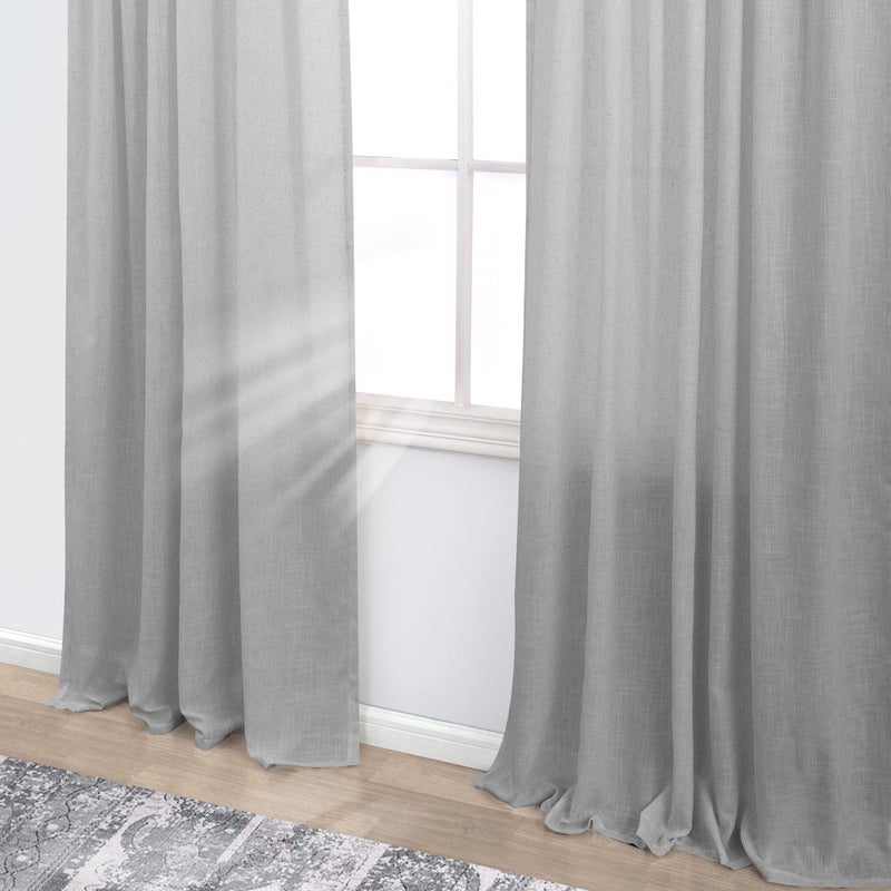 Koufall Floor To Ceiling Curtains 8 Ft 8 Ft Sheer Linen Gray Curtains For Living Room Bedroom 96 Inch Long 2 Panel Sets Light Grey - Image 5