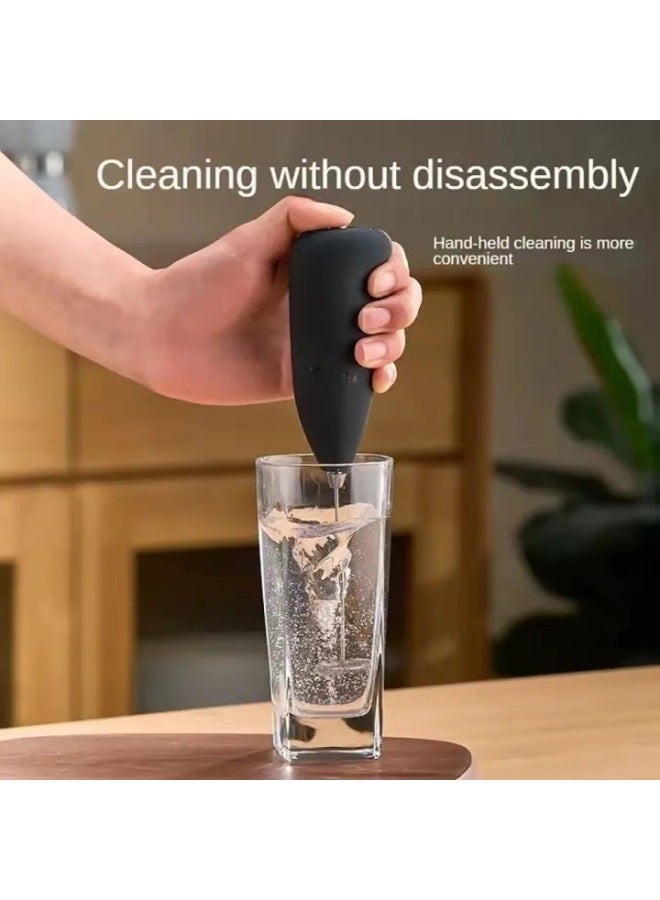 Milk Frother Coffee Mixer Household Electric Frother Machine Cream Milk Frother Hand-held Milk Powder Stirring Rod-Color:Black  - Image 3