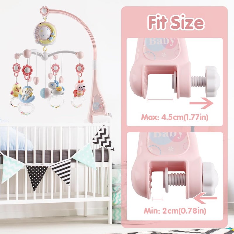 Mini Tudou Baby Musical Crib Mobile with Timing Function Projector and Lights,Hanging Rotating Rattles and Remote Control Music Box with 150 Melodies,Crib Toy for Newborn 0-24 Months - Image 4