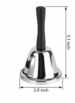 Excefore Loud Hand Bell, Silver Steel Hand Bells for Adults, Dinner Bells for Inside Classroom Bell, for Food Line, Alarm, Jingles, Ringing  - Image 5